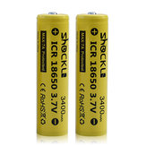 Védett gombos 18650-as 3400 mAh-es ShockLi újratölthető akkumulátor 3,7 V-os lézerpointerhez és elektromos cigarettához - 2 db + Akkumulátor tok