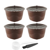 Conjunto de 4 xícaras reutilizáveis de 50-100 ml para cápsulas de café reutilizáveis com colher e pincel para a máquina Nescafe Dolce Gusto