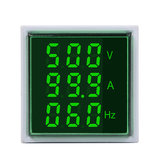 3db Geekcreit® 3 az 1-ben AC 60-500V 100A négyzetes zöld LED-es digitális feszültségmérő Amperó Acél Hertz Mérőjelző Jelzőfények Feszültség Jelenlegi Frekvencia Kombó Mérőpróba Kerek CT-vel