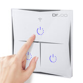 [APP Powered by Tuya] DIGOO DG-S601 EU AC 100V-240V 3 Gang Smart WIFI Wall Touch Light Switch Glass Panel Remote Controller Work with Amazon Alexa Google Assistant