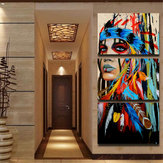 Conjunto de 3 pinturas de lienzo de mujer india, impresión de arte moderno para la pared del hogar