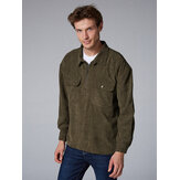 Corduroy Buttoned-flap Patch Pocket Zipper Placket Sweatshirt
