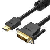 Venção Cabo HDMI para DVI 1m 2m 3m 5m DVI-D 24 + 1 Pin Suporte 1080P 3D Cabo HDMI de alta velocidade Cabo de vídeo para LCD DVD HDTV XBOX Projetor PS3