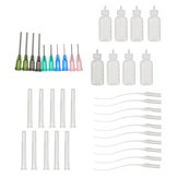 28 juegos de agujas dispensadoras con punta romo jeringa, botella de plástico exprimidor de líquido para rellenar y medir líquidos aplicador de pegamento industrial