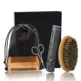 6 Unids / set Kit de Aseo y Recorte de Barba Cepillo Peine Tijeras Peinado Estilo Bigote