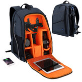 IPRee® Hordozható vízálló kameratáska Fotózási hátizsák 15,6 hüvelykes laptop táska Utazótáska USB fejhallgató csatlakozóval