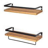 Set di 2 ripiani in legno galleggiante per la parete per conservare in cucina o bagno