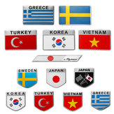 ملصقات جسم سيارة سبائك الألومنيوم ثلاثية الأبعاد علم تركيا/السويد/اليونان/كوريا الجنوبية/فيتنام/اليابان