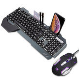 Xinmeng 618 Waterproof Mechanical White Backlit Multi Shortcuts Gaming Keyboard 3200 DPI Optical Mouse Set with Pen Phone Holder