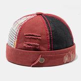 Mens's Cotton Color Matching Plaid Brimless Hats Skull Caps