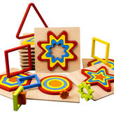 Rompecabezas de formas geométricas de madera 3D creativo Juguete para desarrollar la inteligencia y la educación temprana para niños