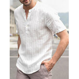 INCERUN Camicie casual a maniche corte estive con stampa a righe verticali da uomo V Collo