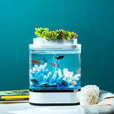 Геометрия Mini Fish Tank USB зарядка самоочищающаяся Аквариум с 7 цветами Светодиодный для украшения дома