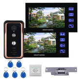 ENNIO Touch Key Wired 7 inch Video Door Phone Video Intercom Doorbell System 2 Monitor 1 RFID IR-CUT Camera + Electric Magnetic Lock