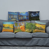 Abstrakcyjne poduszki dekoracyjne z bawełny i lnu z malowanym olejowym motywem gwiazd do domu i samochodu.