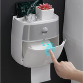 Ecoco Podwójny uchwyt na papier toaletowy z dwiema warstwami, wodoodporny pojemnik na chusteczki do toalety, montowany na ścianie do przechowywania rolek papieru toaletowego w łazience.