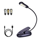 Гибкий светильник для чтения с 5 светодиодами, на клипсе, с возможностью зарядки по USB, с диммером, для использования на столе или ночюшке