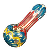 Yellow Patterned Glazed Glass Pipe Spoon Shape T obacco Herb Tube Portable Hand Crafts Pipes