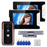 ENNIO Проводной 7-дюймовый видеодомофон, видеодомофонная система Video Intercom Doorbell 2 монитора 1 RFID IR-CUT камера + электромагнитный замок