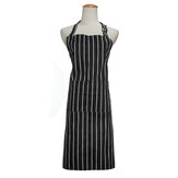Adult Adjustable Black White Stripe Kitchen Apron Chef Uniforms with 2 Pockets