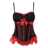 Sexy Pink Women Strap Lace Satin Corset Bustier
