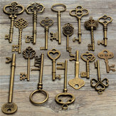 18 sztuk antycznych, wintage'owych kluczy lotnych z sercem, łukiem i zamkiem w stylu steampunkowym