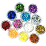 12 kleuren Hexagon Glitter poeder 1mm Set voor 3D nagelkunst