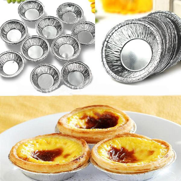125PcsDisposable Round Silver Foil Baking Cookie Cup Cake Tart Mold