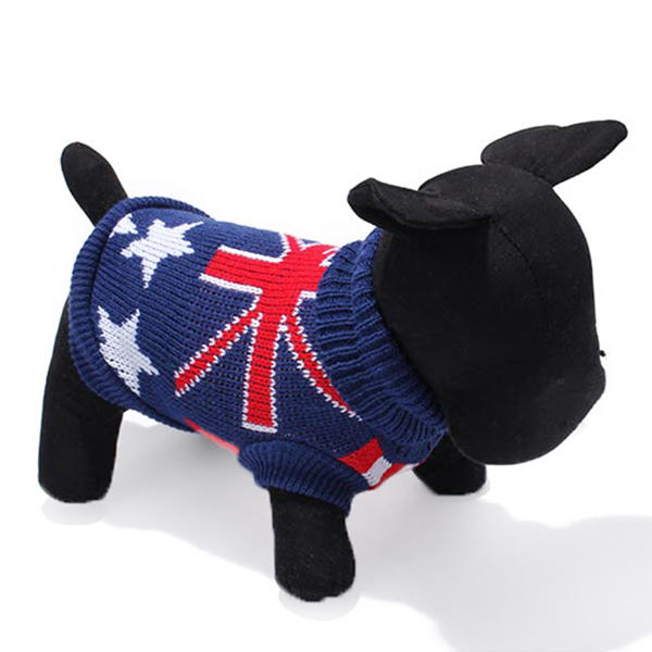 Donkerblauwe Britse vlag Pet Dog gebreide ademende trui uitloper kleding