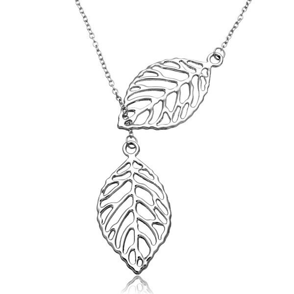 Vintage Gold Silver Big Leaf Pendant Clavicle Chain Necklace For Women