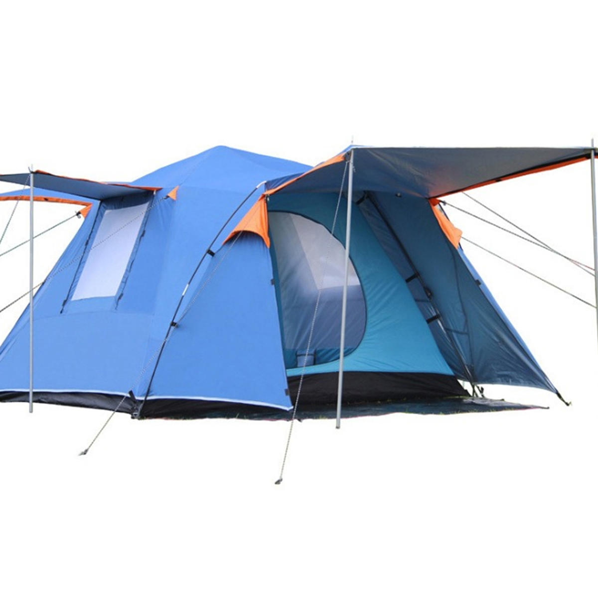 خيمة أوتوماتيكية لـ 3-4 أشخاص في الهواء الطلق ، مقاومة للماء وذات طبقتين مع غطاء للشمس.