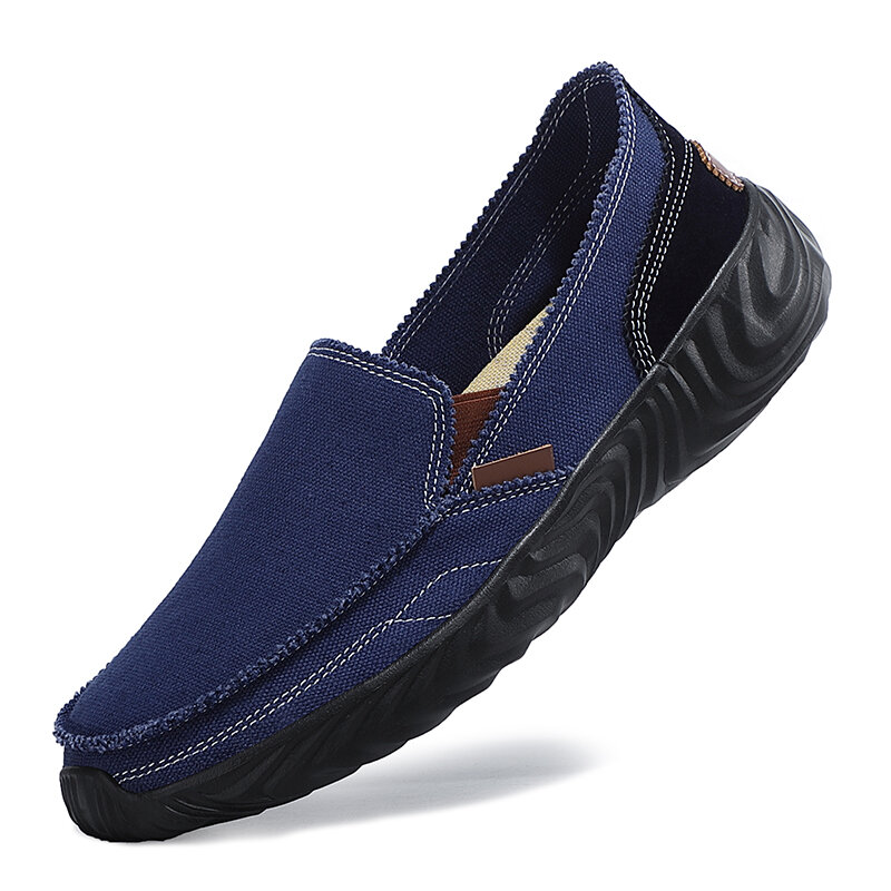 Men Canvas Breathable Soft Sole Non Slip Slip On Comfy Driving Casual Shoes