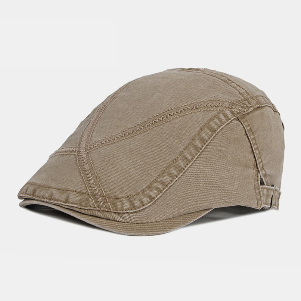 Men Cotton Stitching British Style Casual Sunshade Beret Cap Flat Hat Forward Hat
