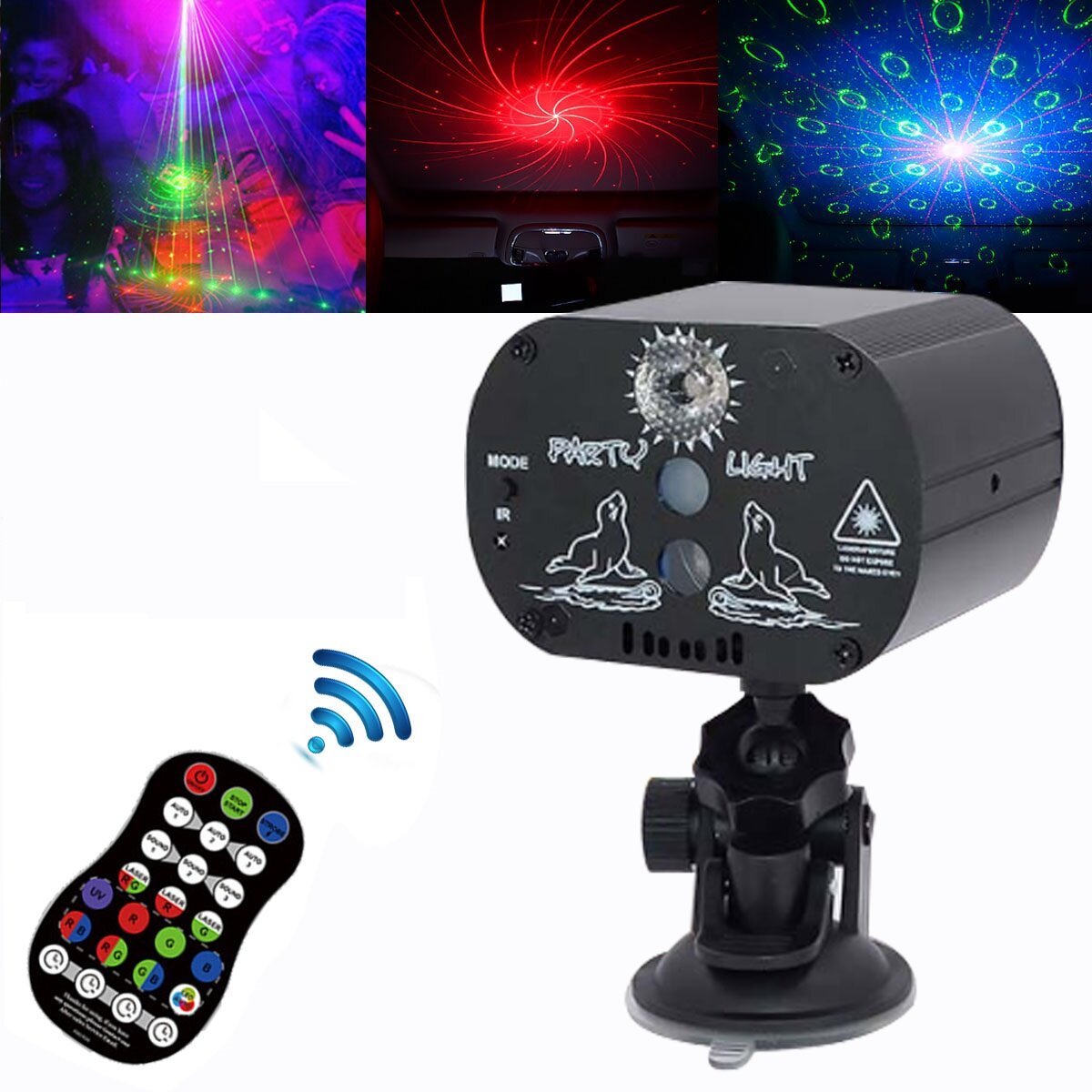 USB 60 Patronen Projector LED RGB Laser Podiumlicht DJ Disco KTV Home Feestverlichting met standaard