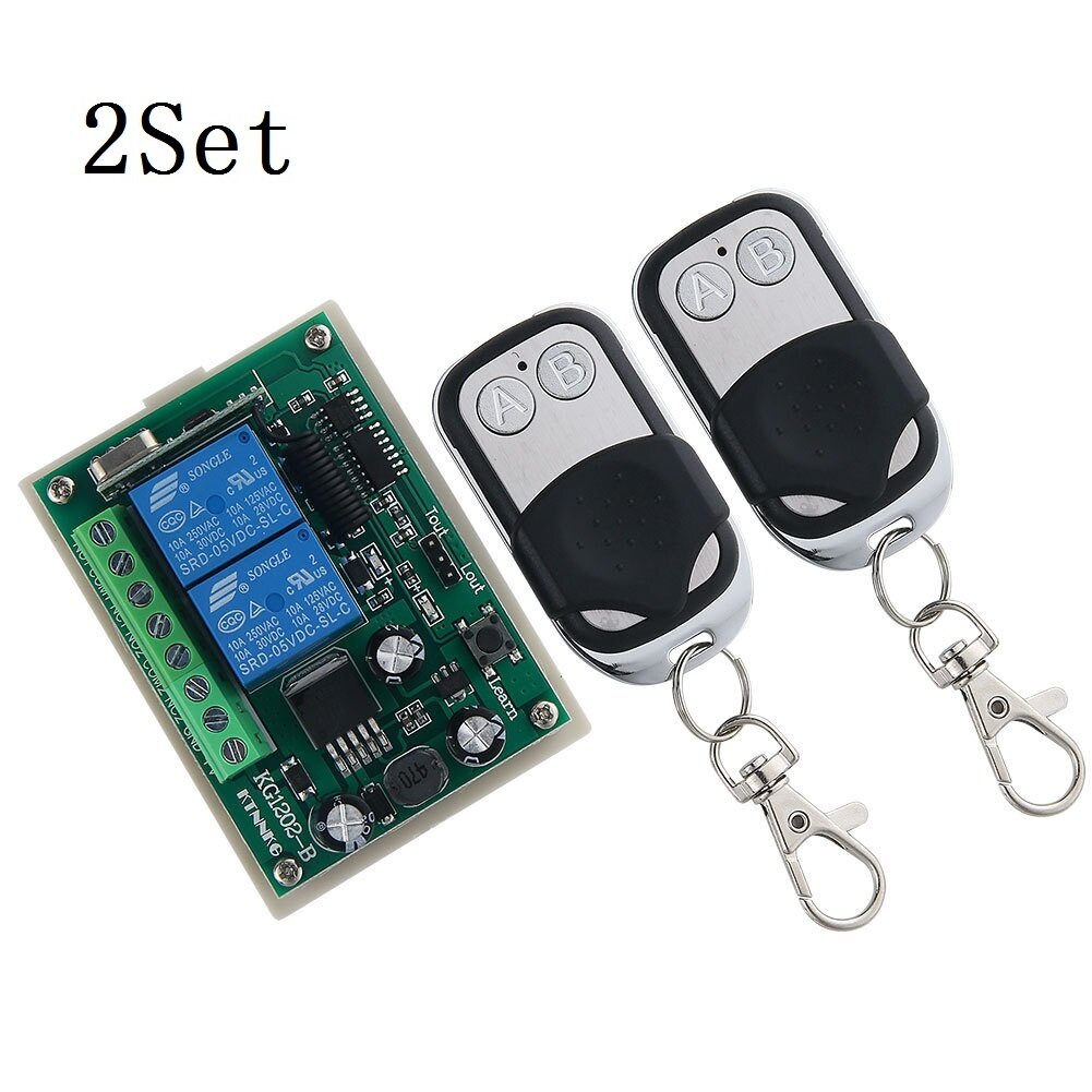 2Set 433MHz DC 12V24V 2-Way Remote Control Switch 2 Channel Relay Module Motor Forward and Reverse Controller