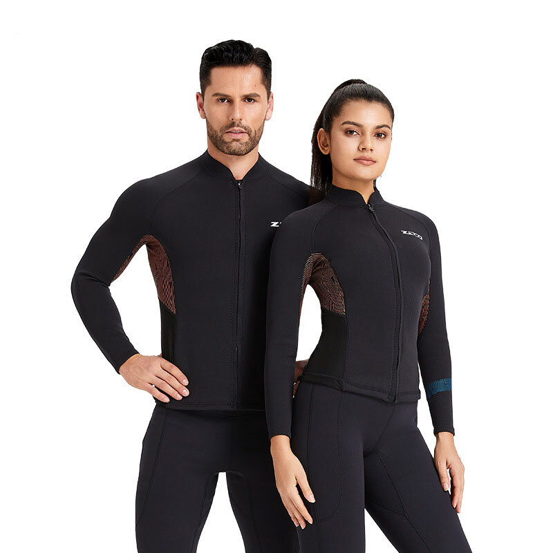 ZCCO Heren Wetsuit 1.5mm Neopreen UV-bescherming Comfortabele rits aan de voorkant Surfen Lange mouw Koudebestendig Duiken Top