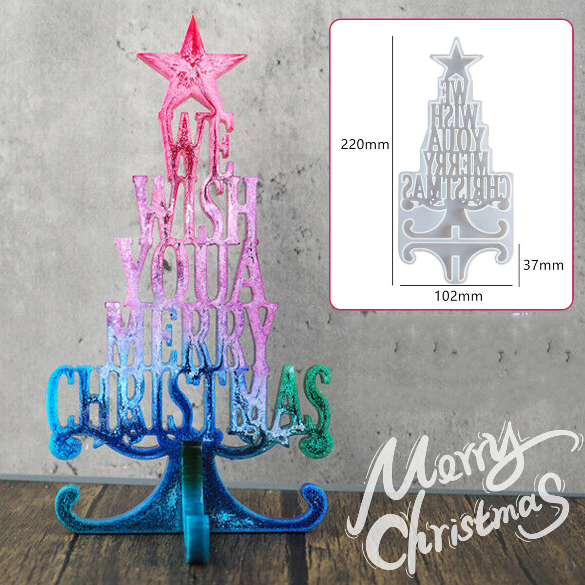 

2020 Christmas Tree Ornaments Epoxy Resin Mold Merry Christmas Home Decor Silicone Mould Christmas Theme Feastival Art C