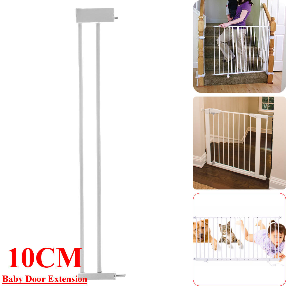 10cm Extension Safety Gate Baby Door Child Toddler Pet Walk Door with Lock Pet Handrail Protector