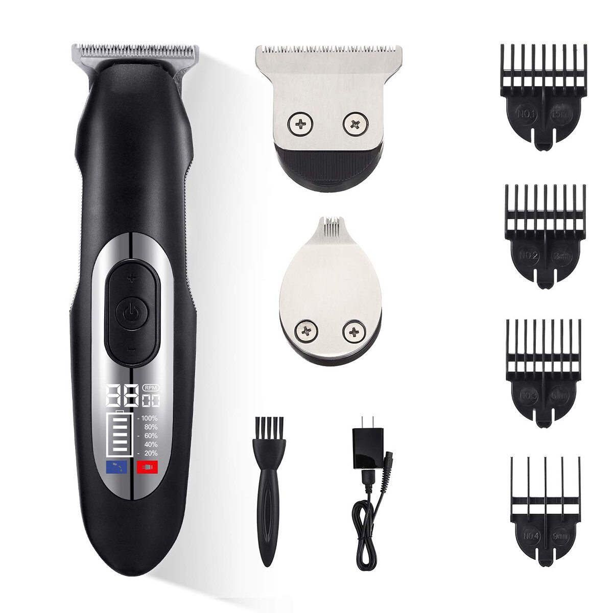Liaboe Men Professional Hair Clipper LCD Cordless Rechargeable Hair Trimmer Sideburns Trimmer...