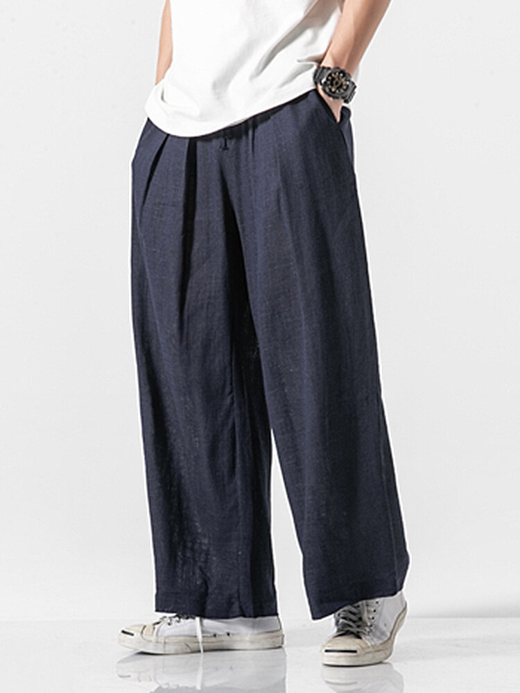 

Banggood Designed Mens Casual 100% Cotton Loose Comfy Elastic Waist Solid Color Paggy Pants
