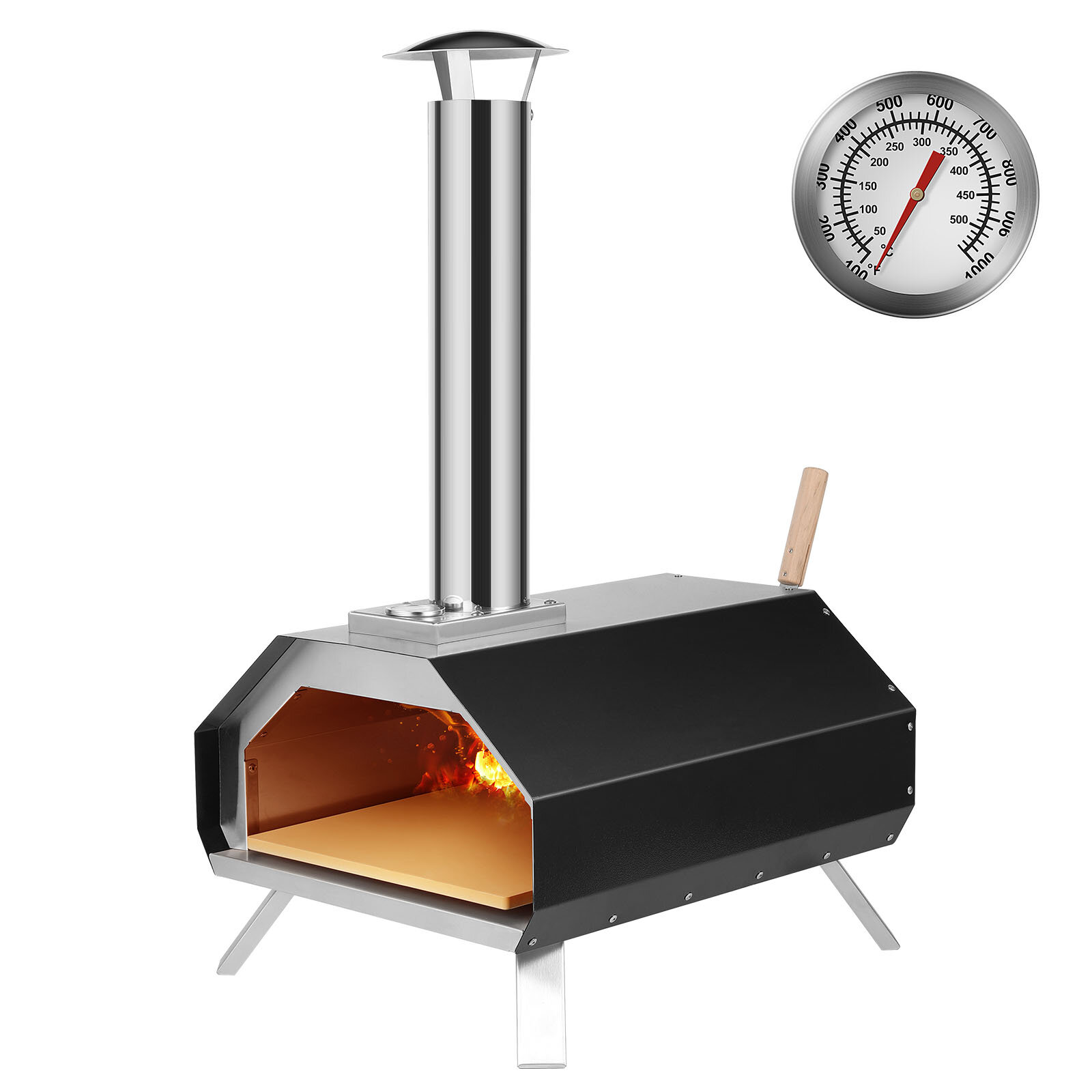 Lò HiMombo Pizza Oven Ngoài trời, Bếp lò nhiều nhiên liệu đốt bằng khí và viên gỗ, phủ chất chống chịu nhiệt độ cao 0-1000℉ với đá Pizza 13 inch, Pizzaofen di động cho ngoài trời sân sau hoặc trại