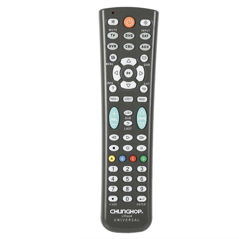 Universele afstandsbediening voor Chunghop UR668 TV DVD SAT DVR CBL AUX Controller voor 6 apparaten