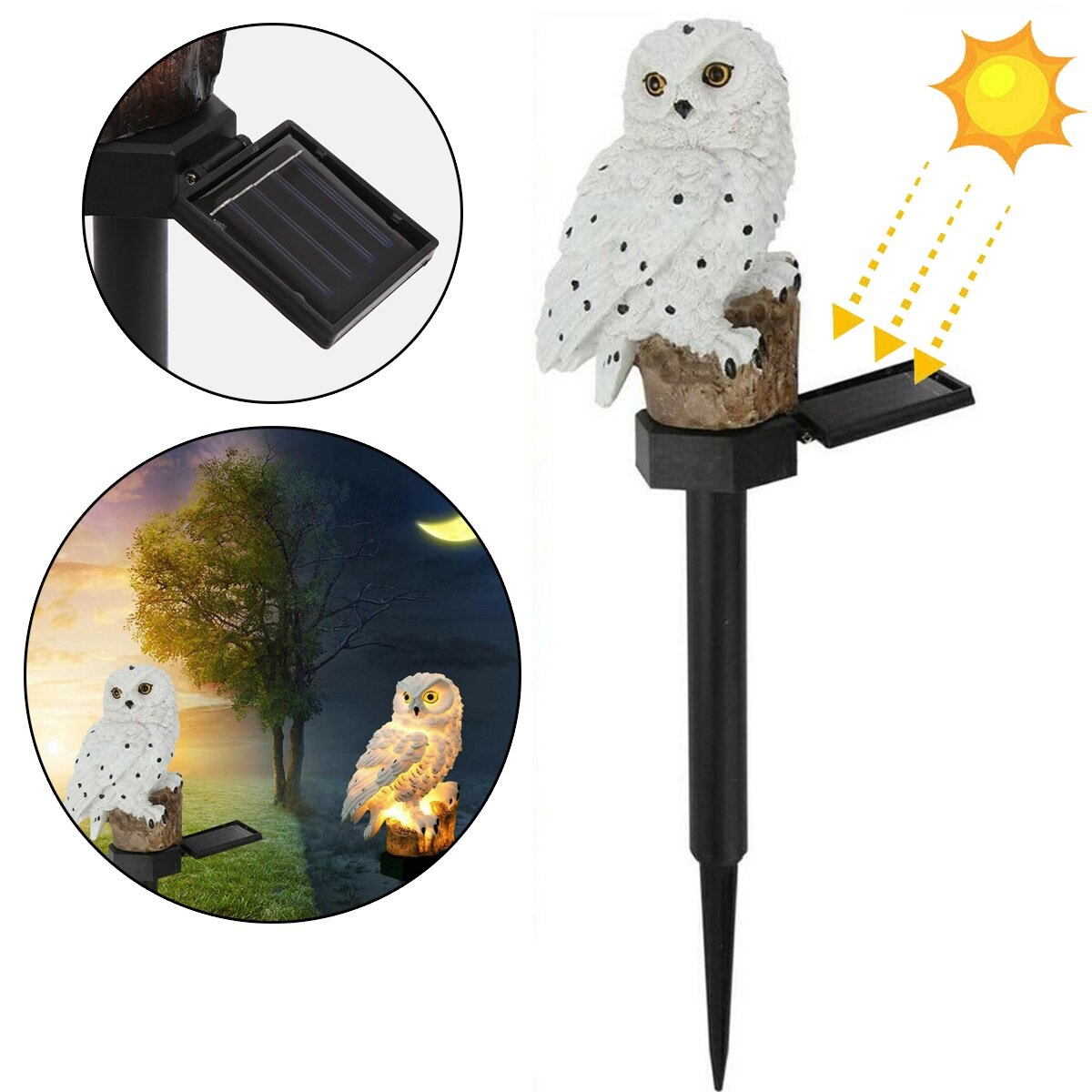 

Solar Powered Owl LED Lawn Light Waterproof Garden Yard Landscape Ornament Lamp