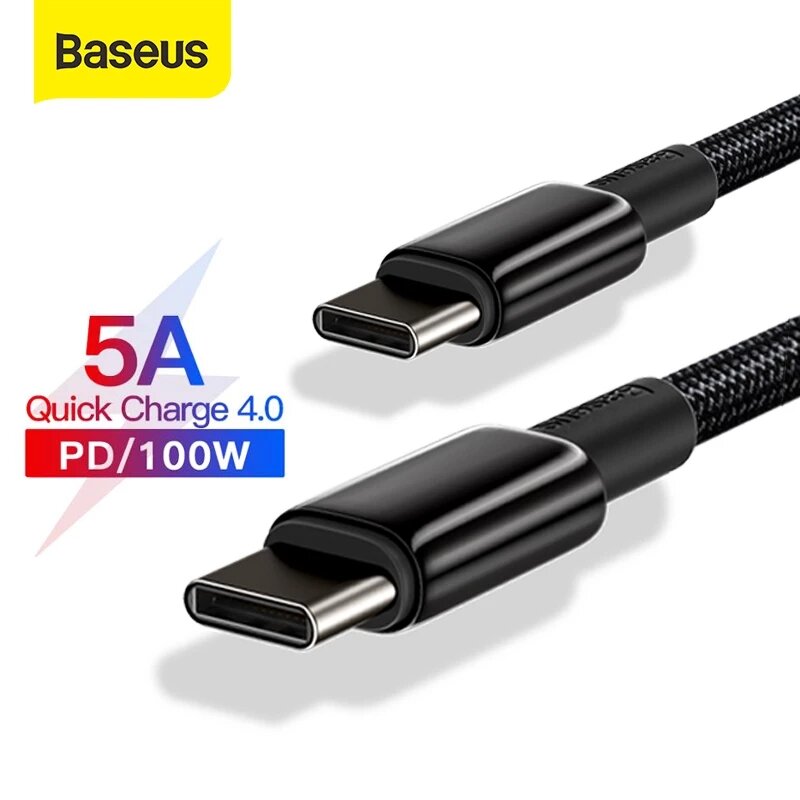 

[5 Pack] Baseus 100W USB-C to USB-C PD Cable PD3.0 Power Delivery QC4.0 Fast Charging Data Transmission Cord Line 1m lon