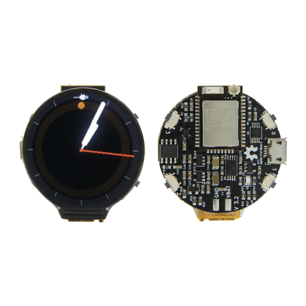 

LILYGO® Pauls_3d_things Open-Smartwatch T-micro32 ESP32 WiFi bluetooth Circular LCD Module