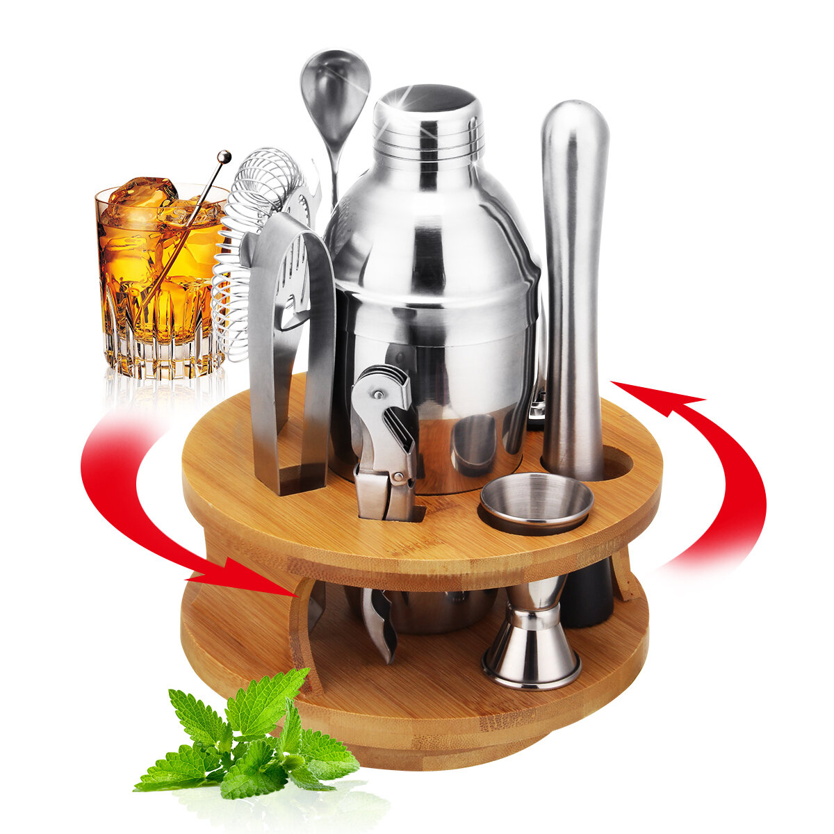 best price,9pcs,cocktail,stainless,steel,shaker,set,discount