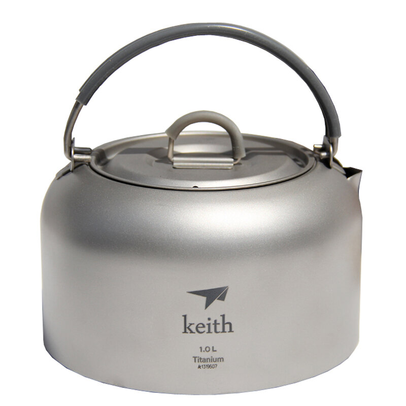 Keith 1L Titanium Camping Kettle Outdoor Coffee Kettle Camping Tableware Travel Cookware Outdoor Picnic Set