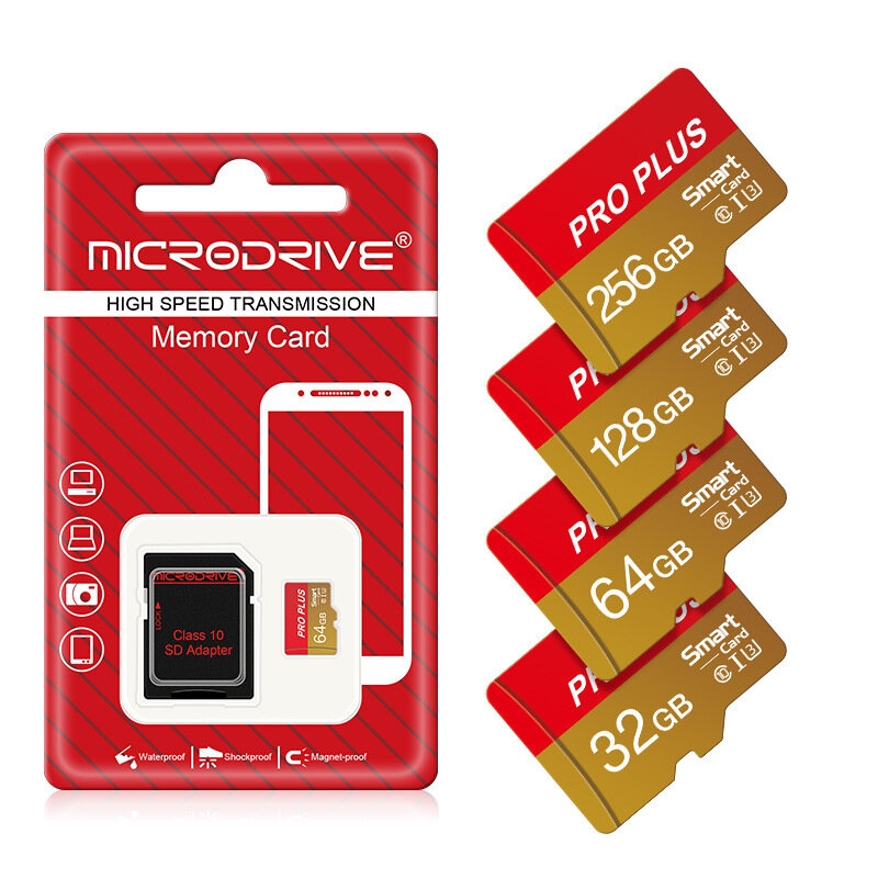 

Microdrive Pro Plus TF Memory Card 64G/128G/256G Class10 High Speed Micro SD Card Flash Card Smart Card for Phone Camera