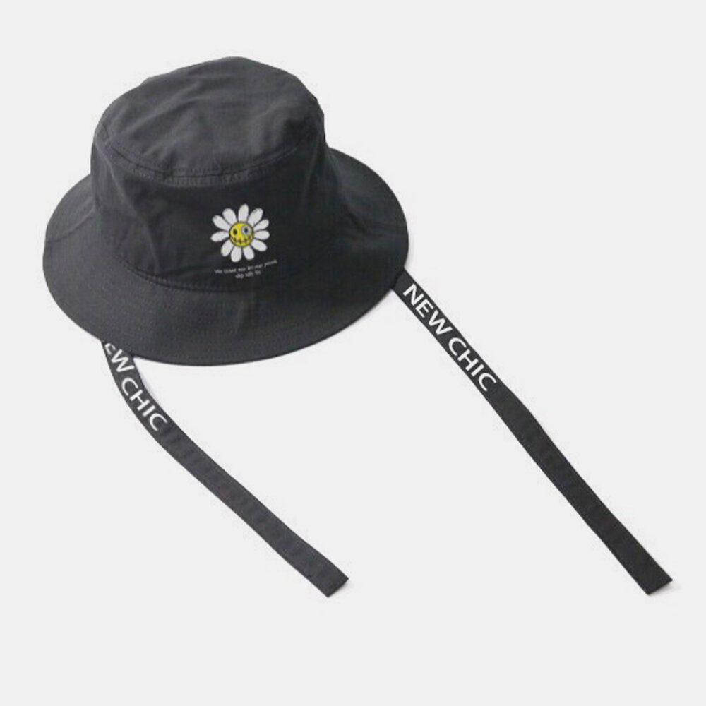 

Unisex Sunflower Letter Printed Pattern Tieable Casual Outdoor Fashion Sunshade Bucket Hat