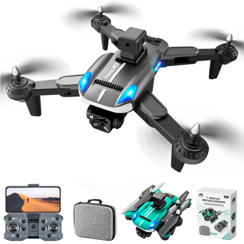 XKJ K8 WIFI FPV with 4K ESC Dual Camera Four-sided Obstacle Avoidance Optical Flow Positioning Foldable RC Drone Quadcop
